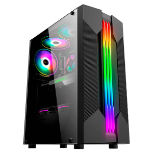 GABINETE GAMER KMEX CG-01A9 BIFROST 6 LED RGB PRETO