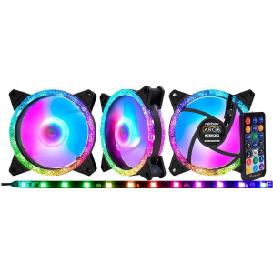 KIT COOLER GABINETE FAN 120MM KMEX A1BDK1 LED ARGB STAR RITMICOS C/ CONTROLE