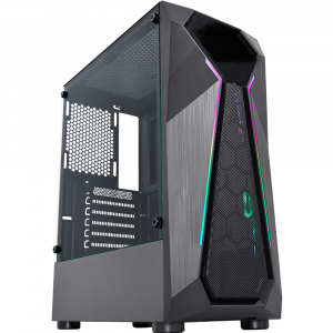 GABINETE GAMER KMEX CG-A1D4 WARLOCK RGB PRETO CGA1D4RH0010B0X