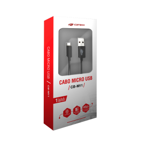 CABO DADOS USB V8 C3TECH 1M 2.0 AM CB-M11BKX PRETO