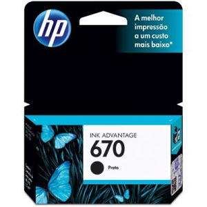 CARTUCHO ORIGINAL HP 670 PRETO 7,5ML
