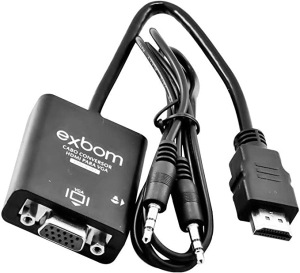 ADAPTADOR CONVERSOR HDMI MACHO P/ VGA FEMEA C/ SAIDA DE AUDIO EXBOM CC-HV100