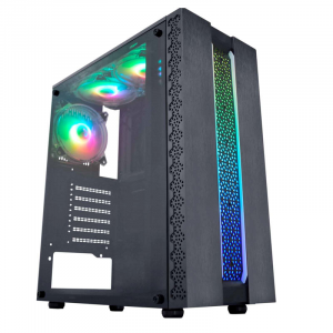 GABINETE GAMER KMEX CG-42TP KRATOS PRETO LED RGB
