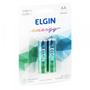 PILHA ALCALINA ELGIN AA LR6 1.5V BLISTER C/2 UNIDA
