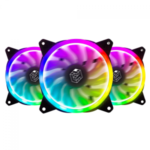 KIT COOLER GABINETE FAN 120MM ARGB LIKETEC SKU350005 LED ARGB C/ CONTROLE