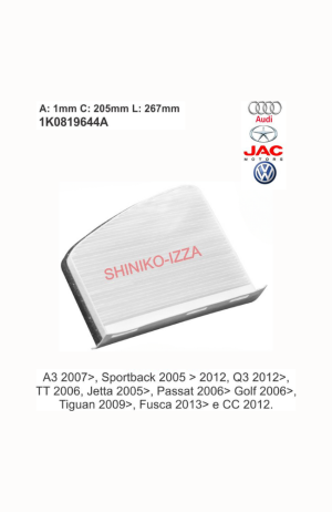 Filtro de Cabine Ar Condicionado Audi A3-Sportback- TT -Jetta -Passat -Golf -Tiguan - Filtro de Cabine Ar Condicionado Audi A3-Sportback- TT -Jetta -Passat -Golf -Tiguan 1