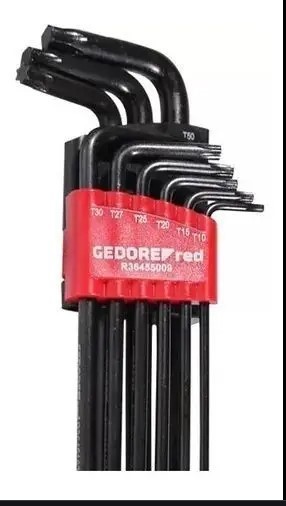 Jogo de Chave L Perfil  Torx  Curto 9 Peças- Gedore Red - 