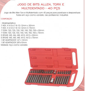 Jogo de Bits 10mm - 40 Peças- Vip Industrial - 