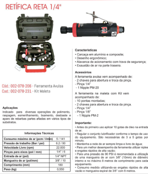 Retífica Pneumatica  reta 1/4