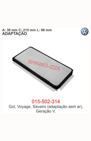 Filtro de Cabine do Ar Condicionado Volks. Gol-Voyage-Saveiro- Geração V - Filtro de Cabine do Ar Condicionado Volks. Gol-Voyage-Saveiro- Geração V 2