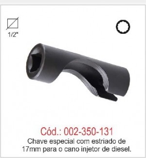 Chave Especial com Estriado de 17mm  para Cano do Iinjetor de Combustivel dos Motores Diesel/ CR Ferramentas  - CR 131 - 