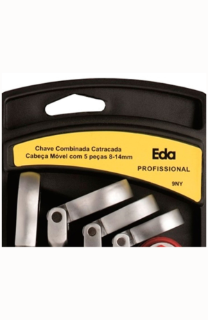 Jogo Chave Combinada Com Catraca Articulada 5 Peças - Eda Profissional 9NY - Jogo Chave Combinada Com Catraca Articulada 5 Peças - Eda Profissional 9NY 5