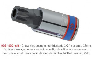 Soquete Especial Multidentado com Guia para Bujão de Óleo de Câmbio 16mm Encaixe 1/2