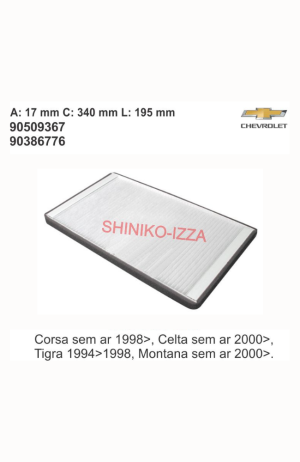 Filtro de Cabine Ar Condicionado GM Corsa  Sem AR 1998 -Celta Sem AR 2000-Tigra 1994 a1998 -Montana Sem AR 2000 - Filtro de Cabine Ar Condicionado GM Corsa Sem AR 1998 -Celta Sem AR 2000-Tigra 1994 a1998 -Montana Sem AR 2000 2