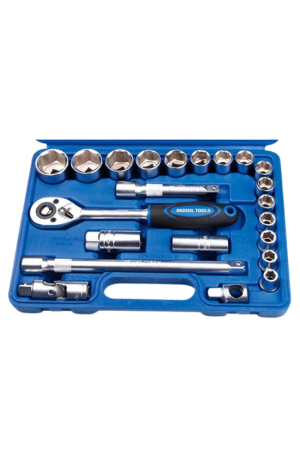 Jogo De Soquetes  Sextavados  Com 22 Peças  Encaixe  1/2