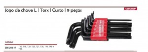 Jogo de Chave L Perfil  Torx  Curto 9 Peças- Gedore Red