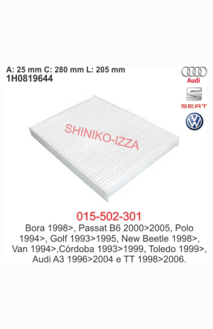 Filtro de Cabine Ar Condicionado Pollo -Audi A3 TT-Bora-Passat B6-Polo-Golf-New Beetle-Van - Filtro de Cabine Ar Condicionado Pollo -Audi A3 TT-Bora-Passat B6-Polo-Golf-New Beetle-Van 2