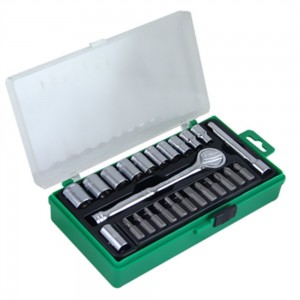 Jogo De Soquete Com Catraca Encaixe De 1/4