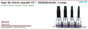 Jogo De Soquete Multidentado Longo Com Encaixe 1/2 De 4 Peças - King Tony