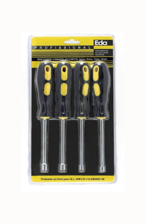 Jogo de Chave Canhão 4 Peças  5-6-7 e 8 mm- EDA Profissional