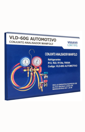 Kit Manifold Vulkan R12 R22 R134A R404A Com Engates e Mangueiras 1,50 mts - VLD-60G Ar Condicionado e Refrigeração