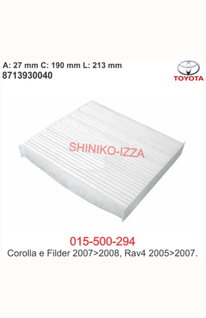 Filtro de Cabine do Ar Condicionado  Corolla Fielder 2007 a 2008 - Rav 4 2005 a 2007 - Filtro de Cabine do Ar Condicionado Corolla Fielder 2007 a 2008 - Rav 4 2005 a 2007 2