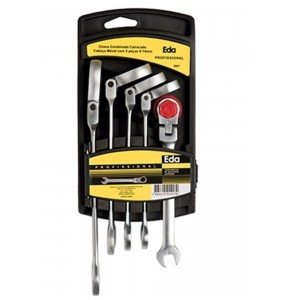 Jogo de Chaves Combinadas com Catraca 8 a 14mm com 5 Peças