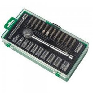 Jogo De Soquete Com Catraca Encaixe De 1/4