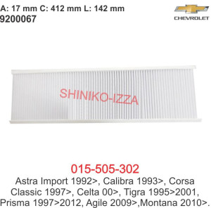 Filtro de Cabine de Ar Condicionado GM Astra Import-Calibra- Corsa Classic- Celta- Tigra-Prisma- Agile- Montana