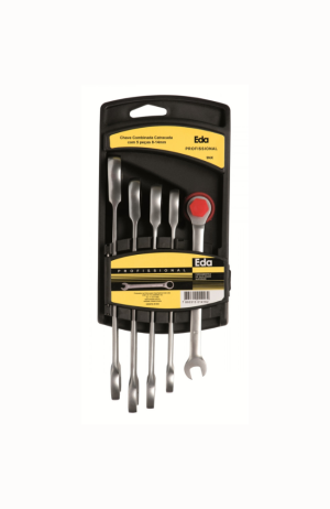 Jogo Chave Combinada Com Catraca Articulada 5 Peças - Eda Profissional 9NY