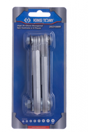 Jogo de Chave L Perfil Allen Tipo Canivete 8 Peças - King Tony 20218MR -
