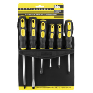 Jogo de Chaves 3 Fenda e 3 Phillips 6 Peças - Eda Profissional 8QP