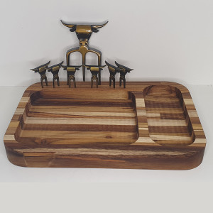 Kit Tábua Gamela +tridente e 6 Garfinhos Ouro Velho - 