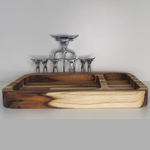 Kit Tábua Gamela +tridente e 6 Garfinhos Polido