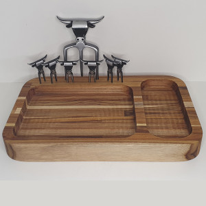 Kit Tábua Gamela +tridente e 6 Garfinhos Prata Velho - 