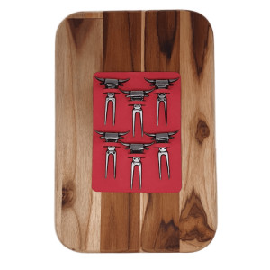 Tábua Para Petisco c/ 6 Garfinhos Prata Velho - 