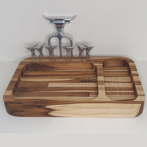 Kit Tábua Gamela +tridente e 6 Garfinhos Polido - 