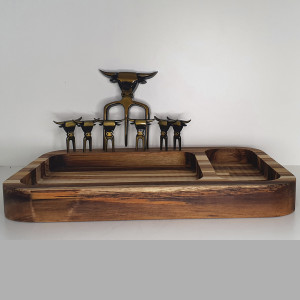 Kit Tábua Gamela +tridente e 6 Garfinhos Ouro Velho