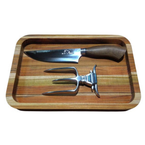 Kit Gamela Teca + Tridente Polido + Faca 6