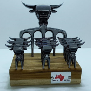 Kit Garfo 5 Pontas c/ 12 Garfinhos Prata Velho