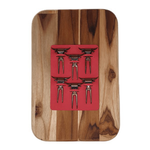 Tábua Para Petisco c/ 6 Garfinhos Cobre Velho - 