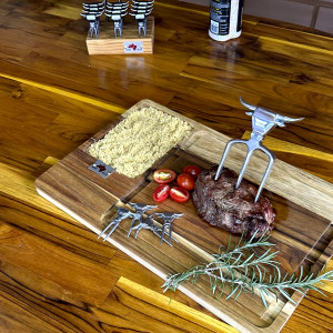 Tábua P/ Churrasco c/ 6 Garfinhos Cobre Velho - 