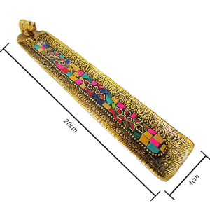 INCENSÁRIO INDIANO RÉGUA EM METAL DOURADO 20 CM