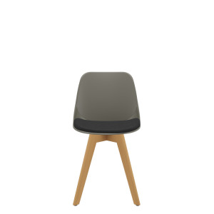 Cadeira Quick 62024 Base Em Madeira, Concha Termoplástica Com Estofado No Assento - Plaxmetal  - Rev Vinil - Corplax Vinil Vermelho - Plpx Plástico Mostarda 51