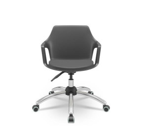 Cadeira Giratória Vesper 64000 Base Stamp Cromada, Rod. Pu, Com Estofado - Plaxmetal  - Rev Poliéster - Corplax Poliéster Azul - Plpx Plástico Basalto 52