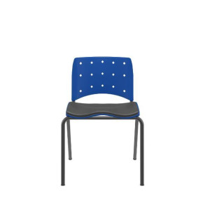 Cadeira Fixa Ergoplax Slim 63001 Montada, Estrutura Preta, Assento Estofado, Assento E Encosto Colorido – Plaxmetal  - Plpx Plástico Azul Bic 12 - Corplax Vinil Preto - Estr Preto