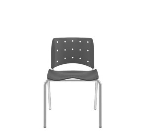 Cadeira Fixa Ergoplax Slim 63001 Montada, Estrutura Cromada, Sem Estofado, Assento E Encosto Preto – Plaxmetal  - Rev Plásticos Plaxmetal - Plpx Plástico Preto 13 - Estr Cromado