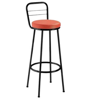 Banqueta Alta Com Encosto 14015, Estrutura Preta, Altura 700 Mm - Linha Fun - Cavaletti  - Rev Vinil - Cor (Vinil) Marrom Banqueta Alta Com Encosto 14015, Estrutura Preta, Altura 700 Mm - Linha Fun - Cavaletti  - Rev Vinil - Cor (Vinil) Marrom