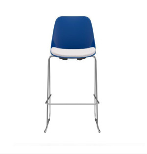 Cadeira Fixa Alta Quick 62023 Base Trapezoidal, Concha Termoplástica Com Estofado No Assento, Estrutura Cromada - Plaxmetal  - Rev Vinil - Corplax Vinil Vermelho - Plpx Plástico Azul Bic 12