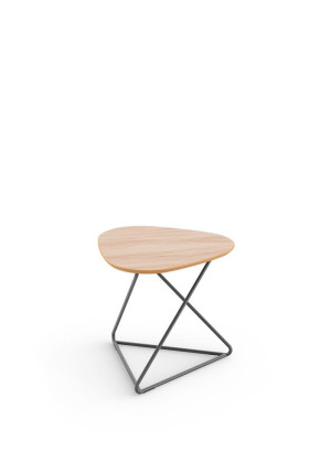 Mesa Lateral 36113, Tampo C/ Borda Envernizada, Altura Estrutura 450Mm - Linha Solo - Cavaletti  - Rev Madeira